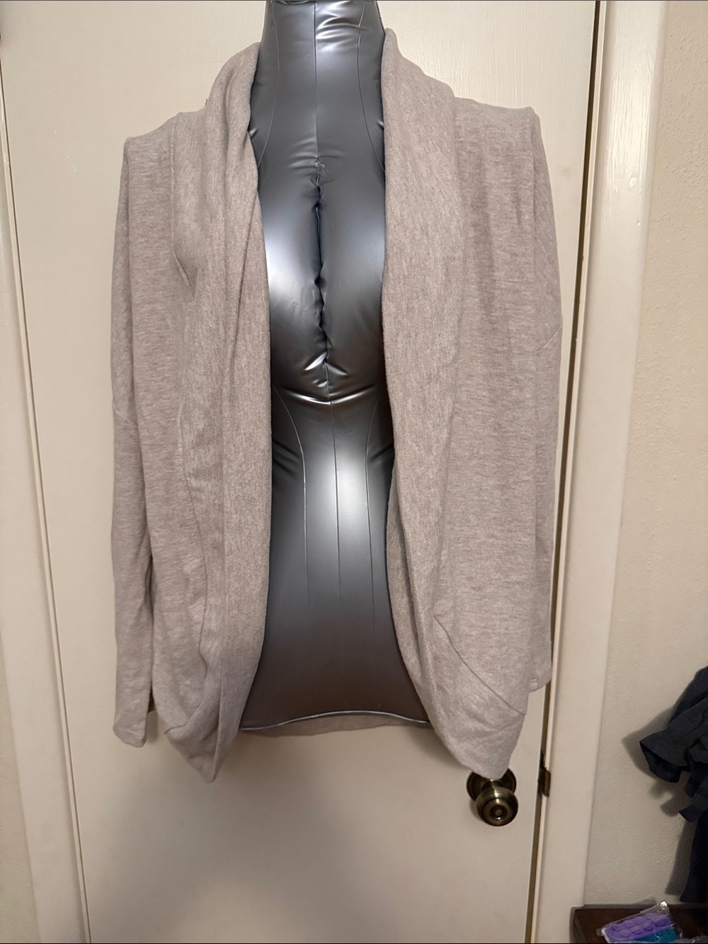 White House Black Market Open-Front Draped Cardigan - Taupe M NWT